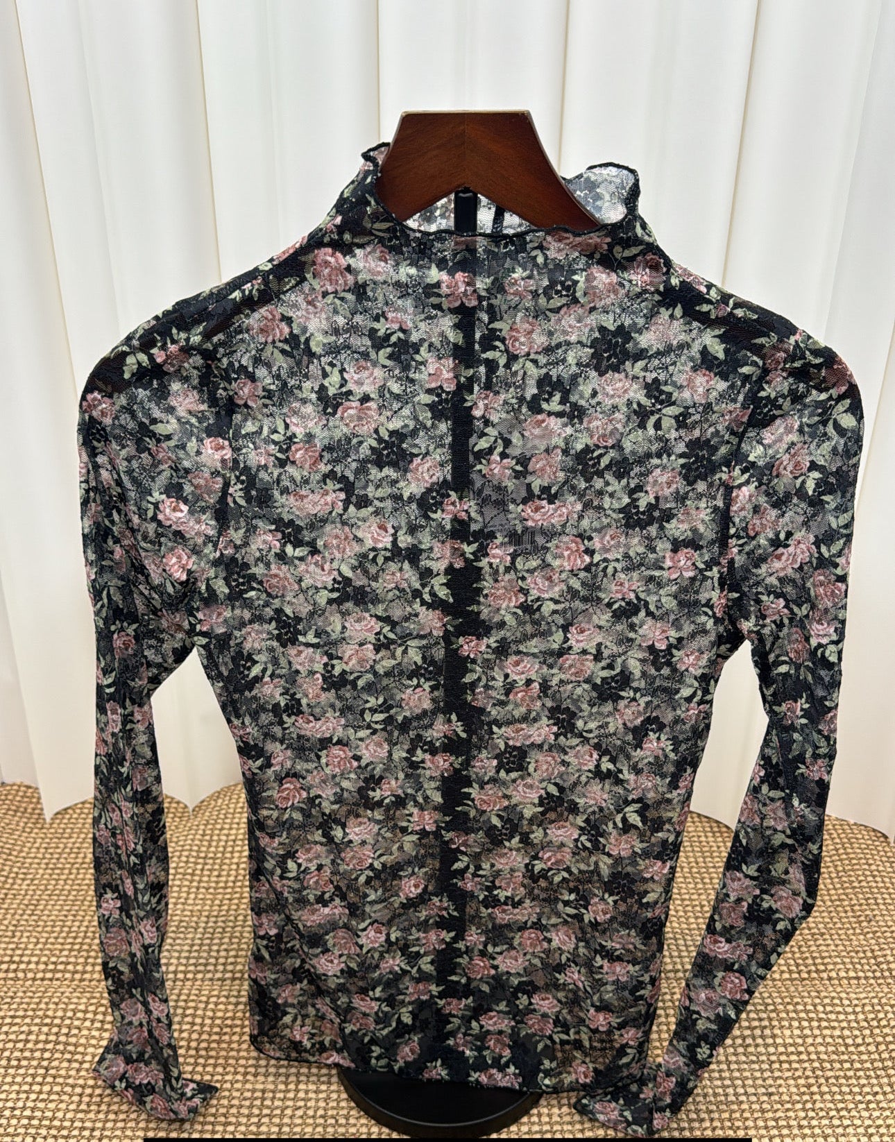 Rochelle High Neck Floral Mesh Top