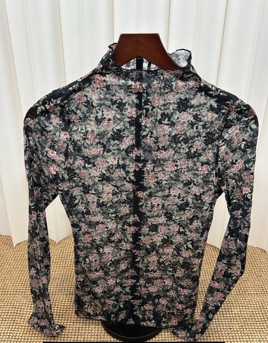 Rochelle High Neck Floral Mesh Top