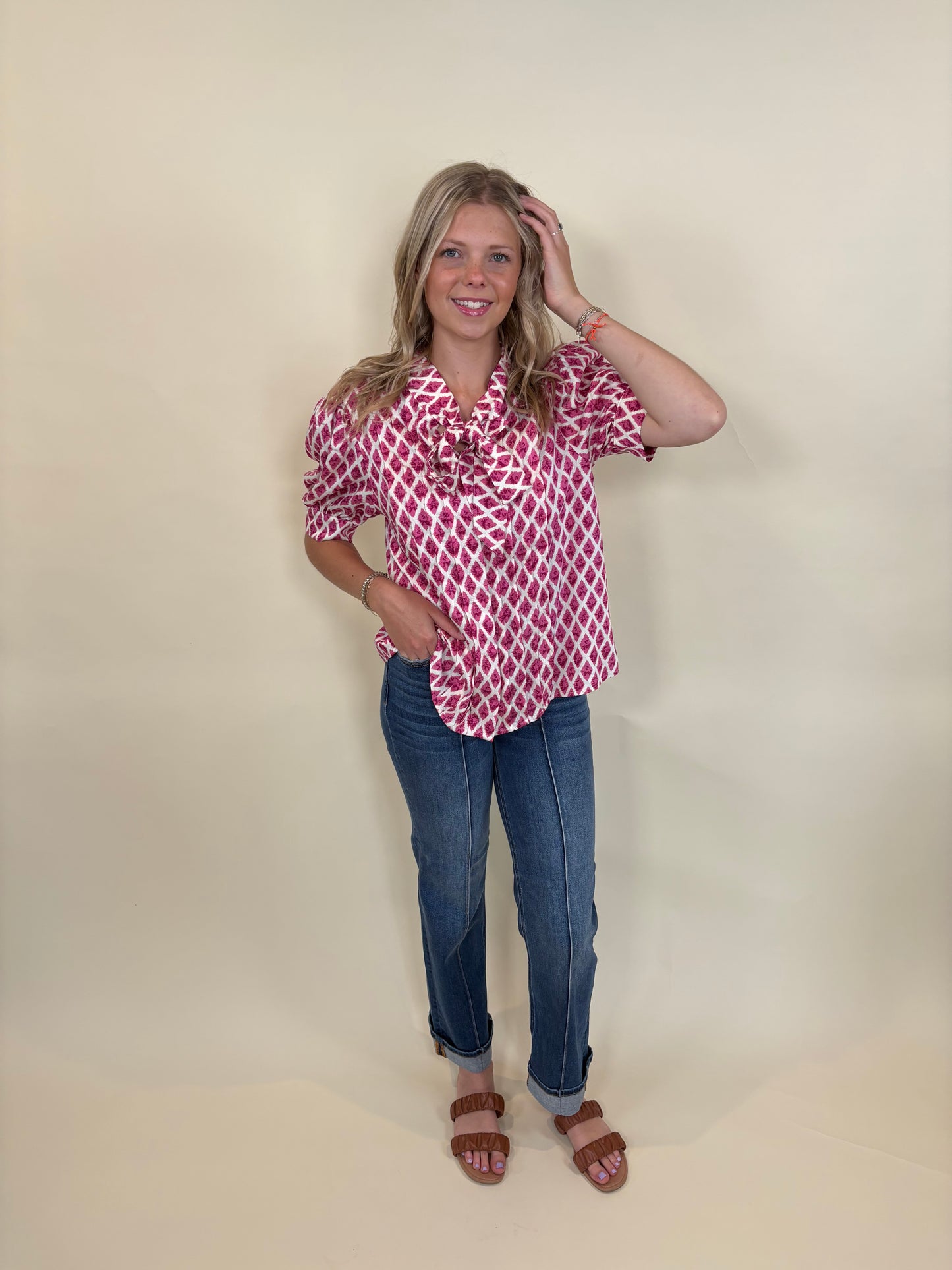 Adelyn Pink Bow Blouse