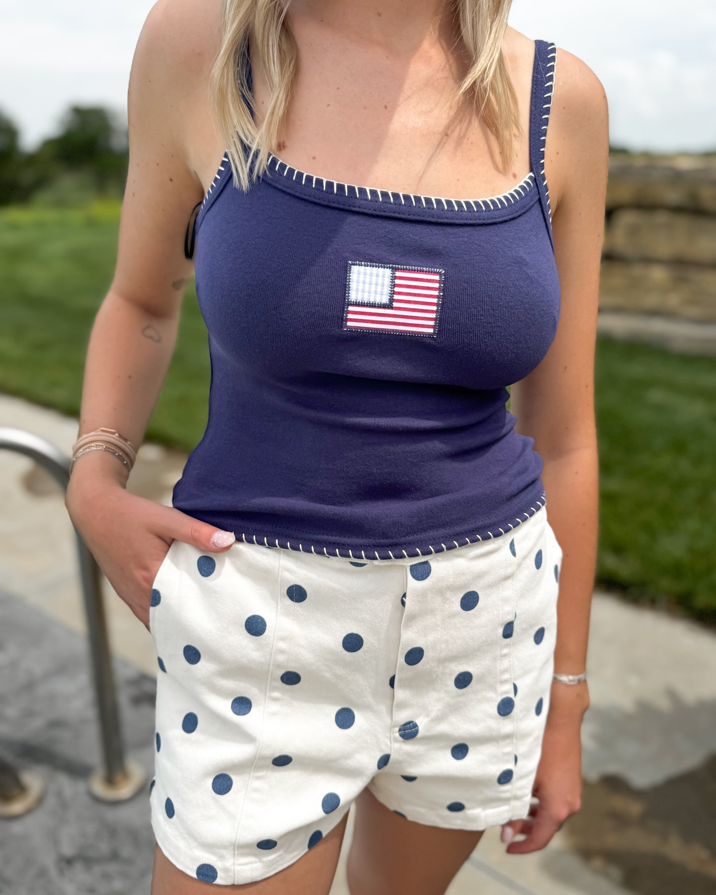 Bonnie American Flag Navy Tank