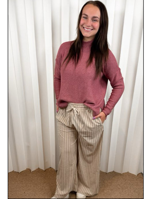 Alessia Mock Neck Rose Sweater