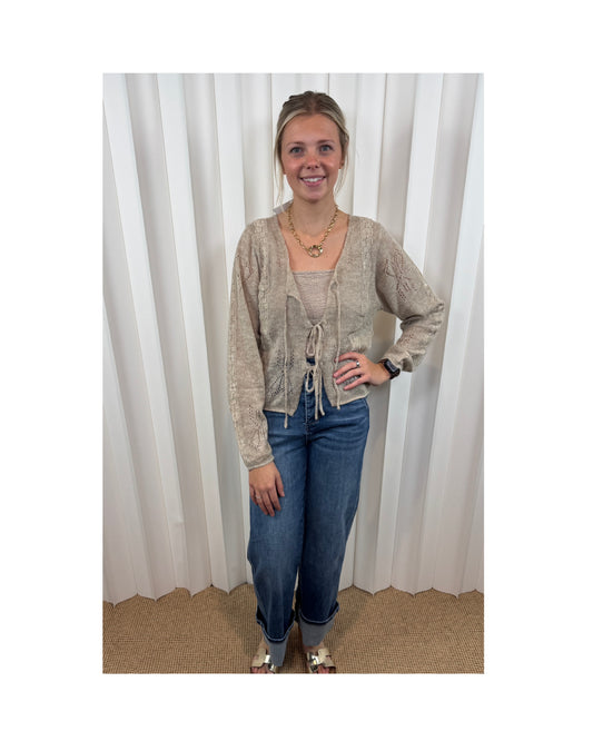 Maria Lace Contrast Tie Front Cardigan