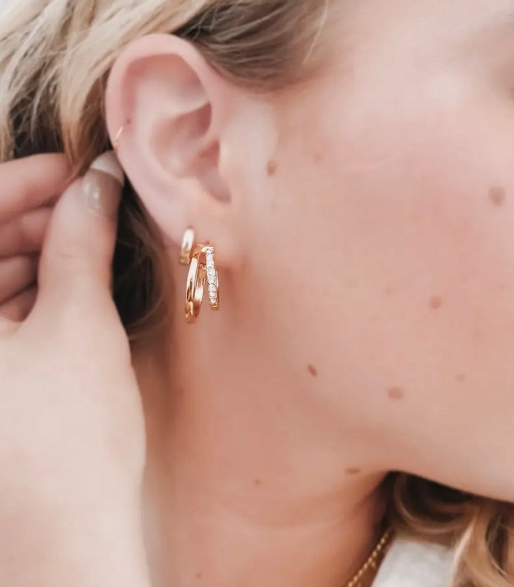 Crystal Double Hoop Earring