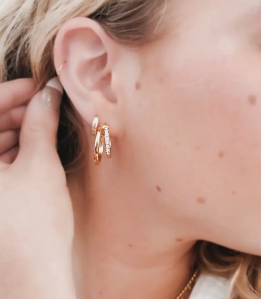 Crystal Double Hoop Earring