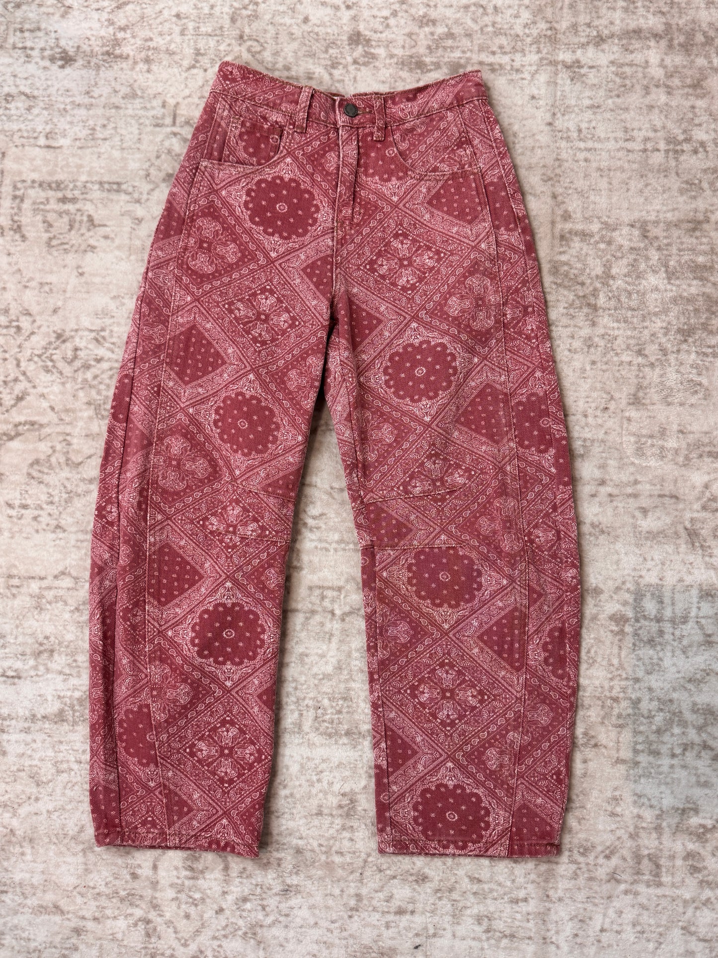 Kary Paisley Print Barrel Pants