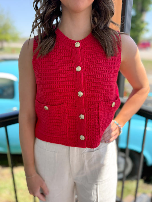 Piper Textured Button Front Vest