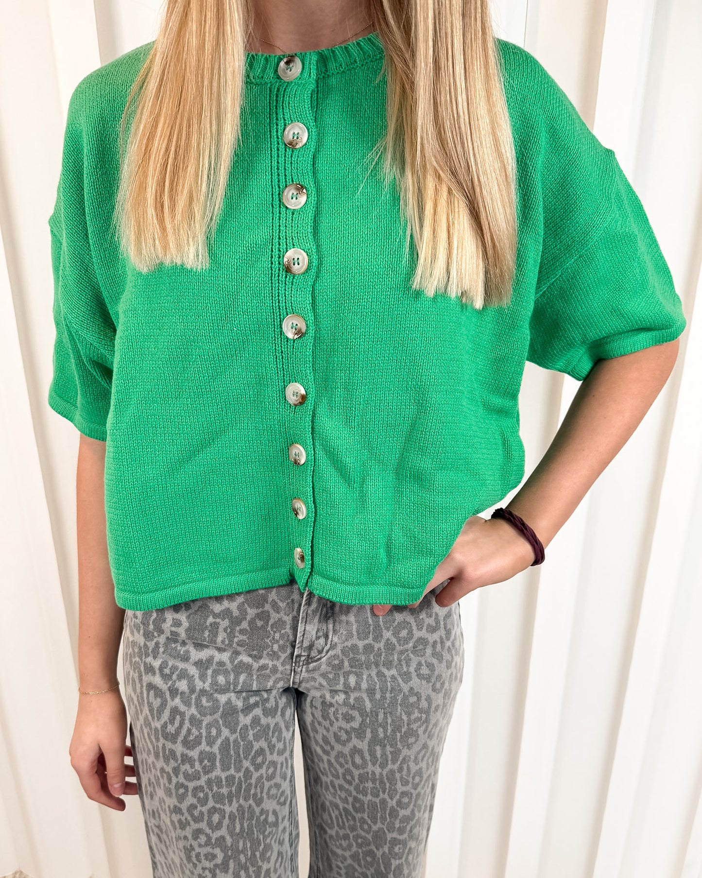 Bridgette Kelly Green Button Up Sweater