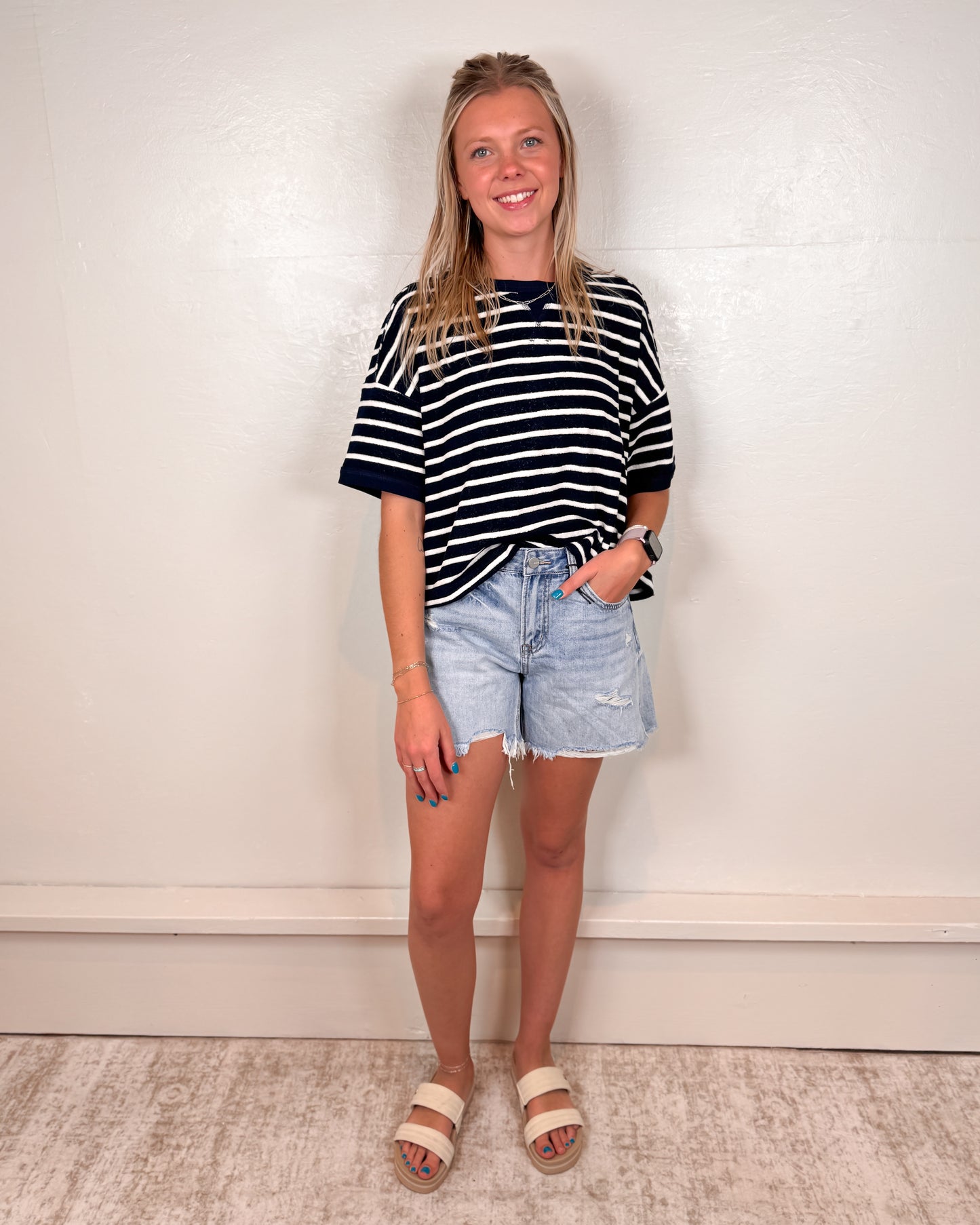 Caty Striped Navy Tee