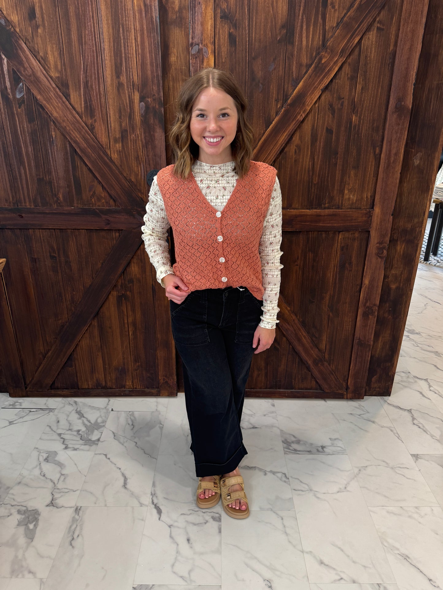 Dani Crochet Button Up Vest