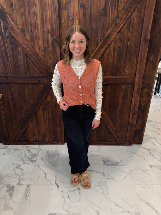 Dani Crochet Button Up Vest