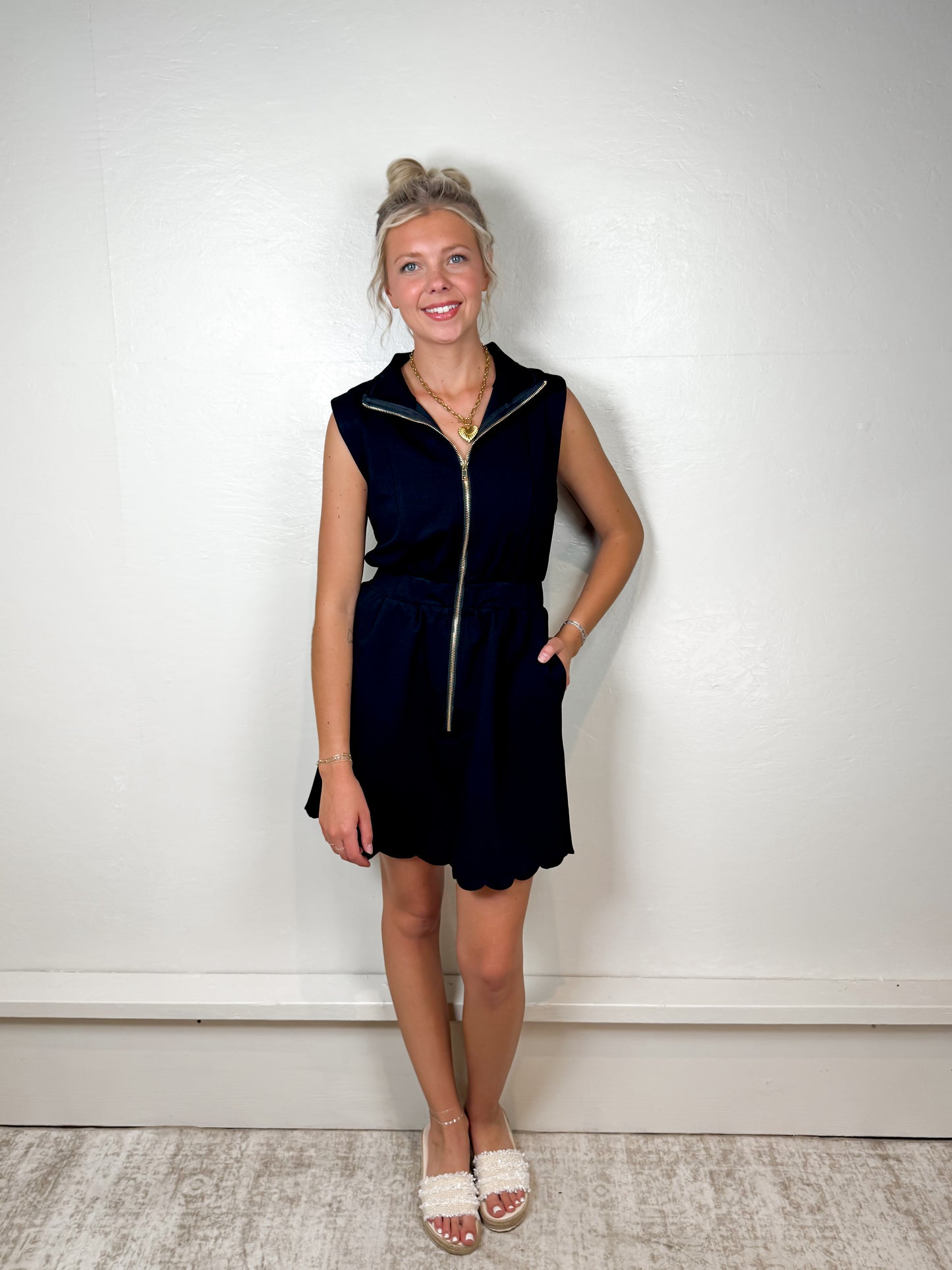 Sabrina Black Collared Dress