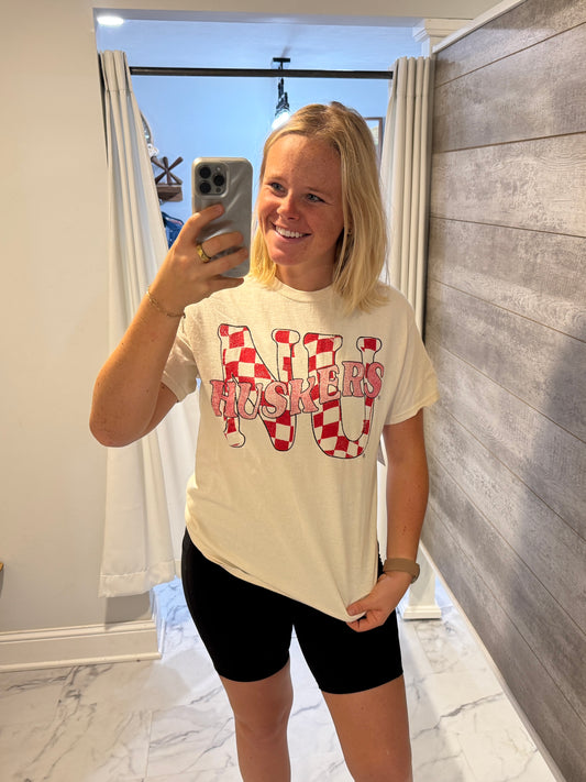 Husker Checkered Tee
