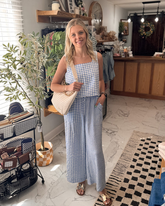 Shaylee Mixed Gingham Straight Pants