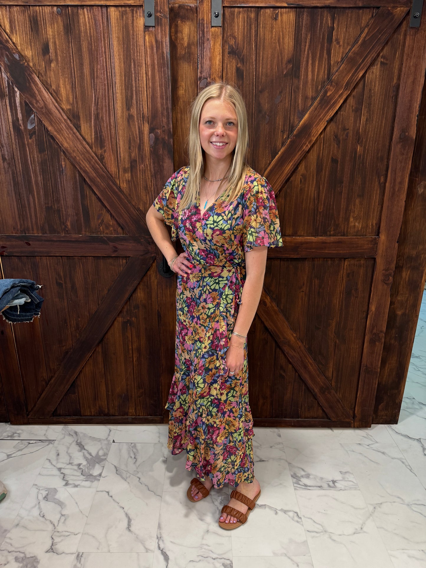Sophia Double Ruffled Wrap Dress
