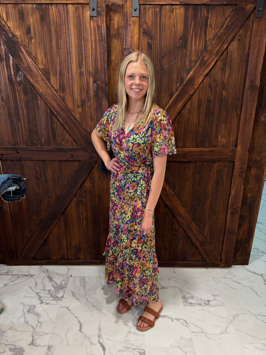 Sophia Double Ruffled Wrap Dress