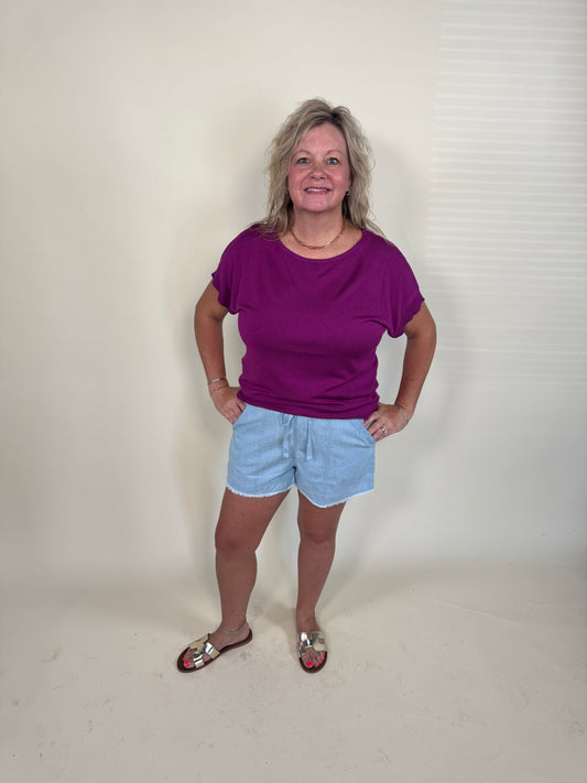 Mallory Chambray Denim Casual Shorts