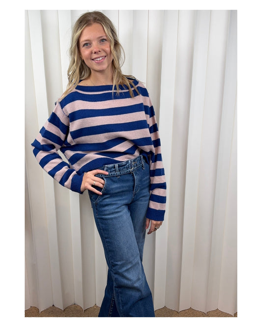 Brielle Striped Boat Neck Sweater