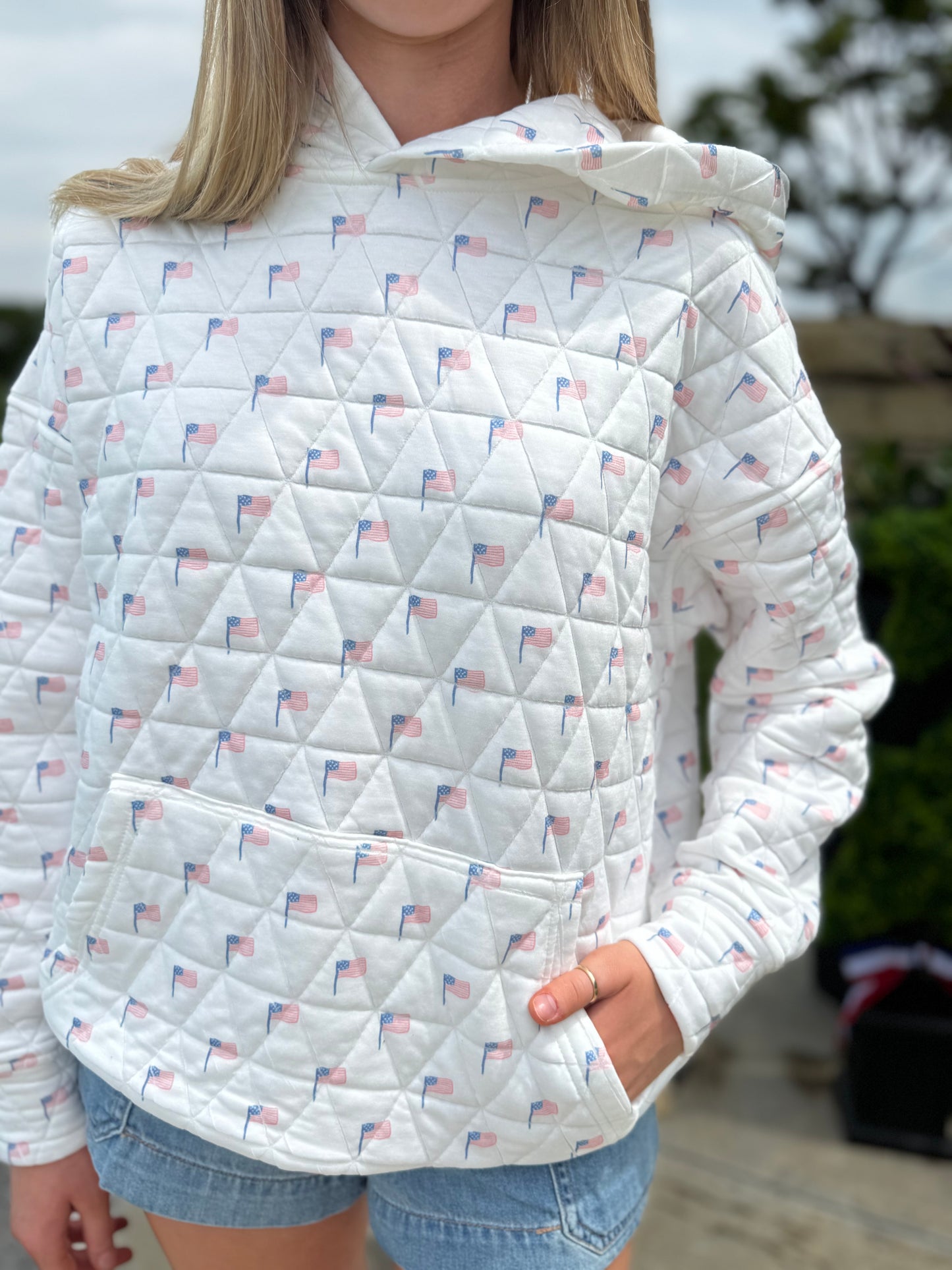 Faye Quilted Flag Sweatshirt