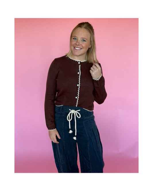 Maxine Scalloped Trim Soft Knit Top