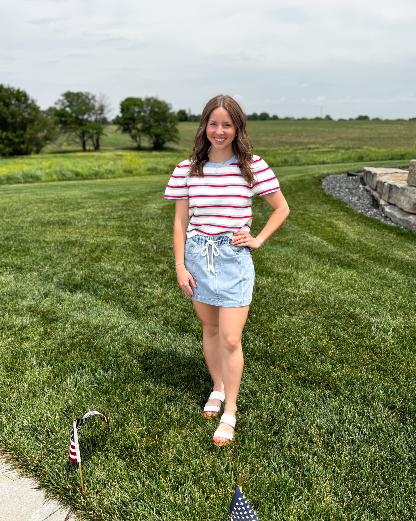 Holly Stripe Puff Short Sleeve