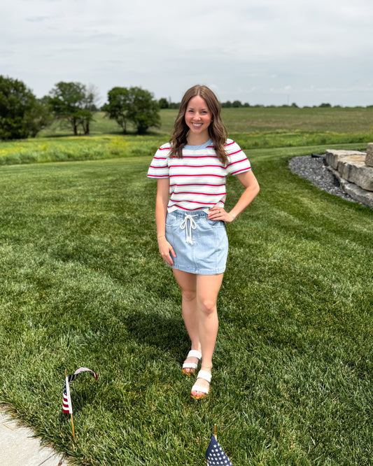 Holly Stripe Puff Short Sleeve