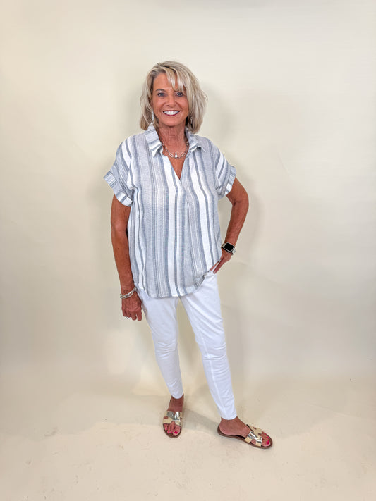 Cameron Striped Sleeve Shirt