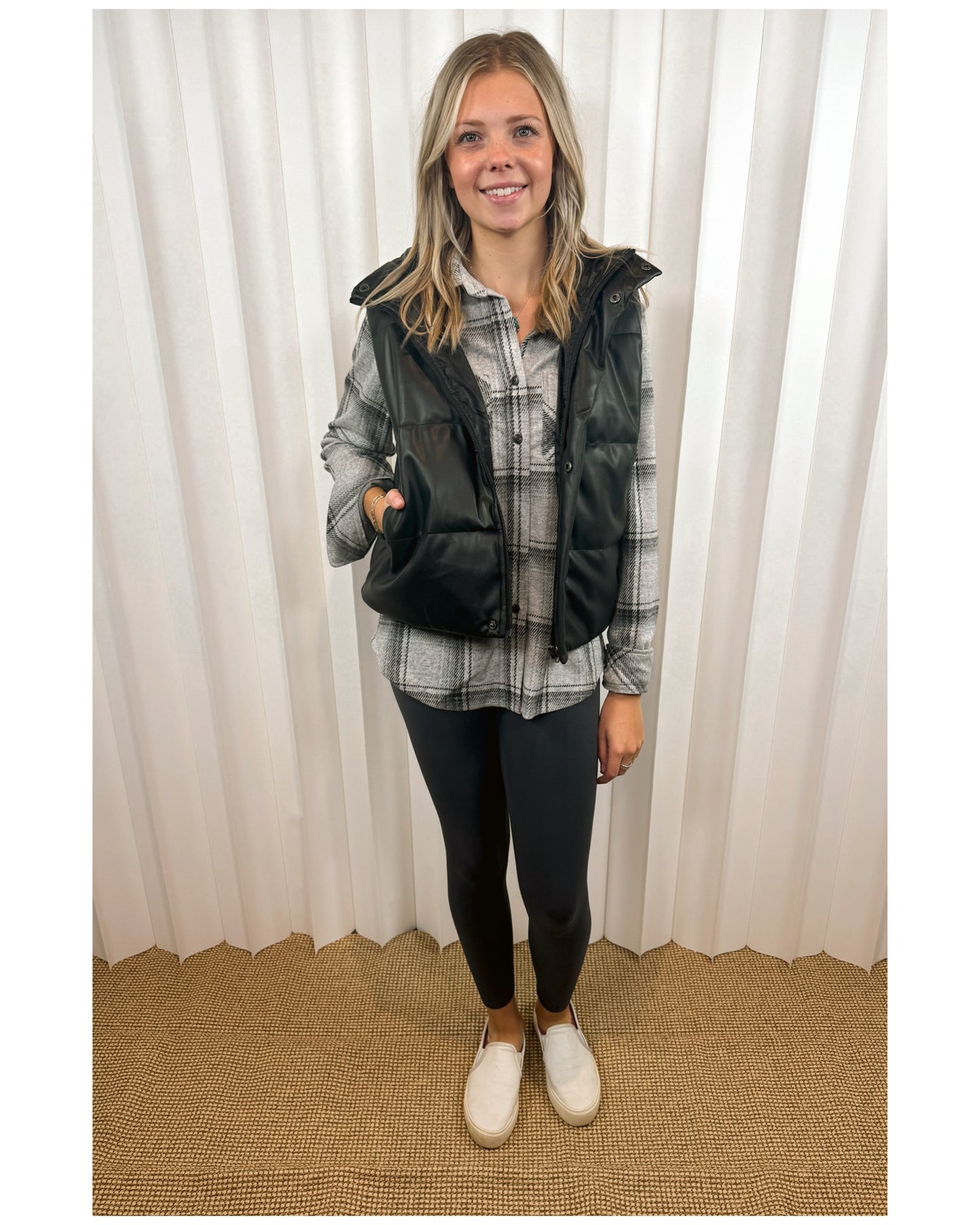 Quinn Gray & Black Plaid Button Up