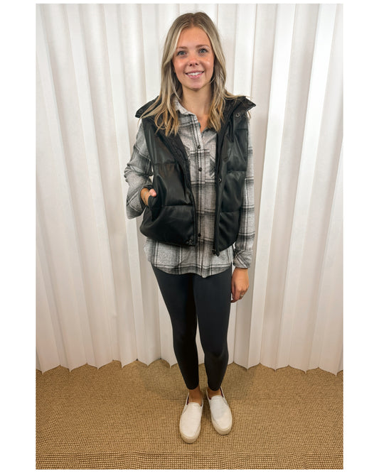 Quinn Gray & Black Plaid Button Up