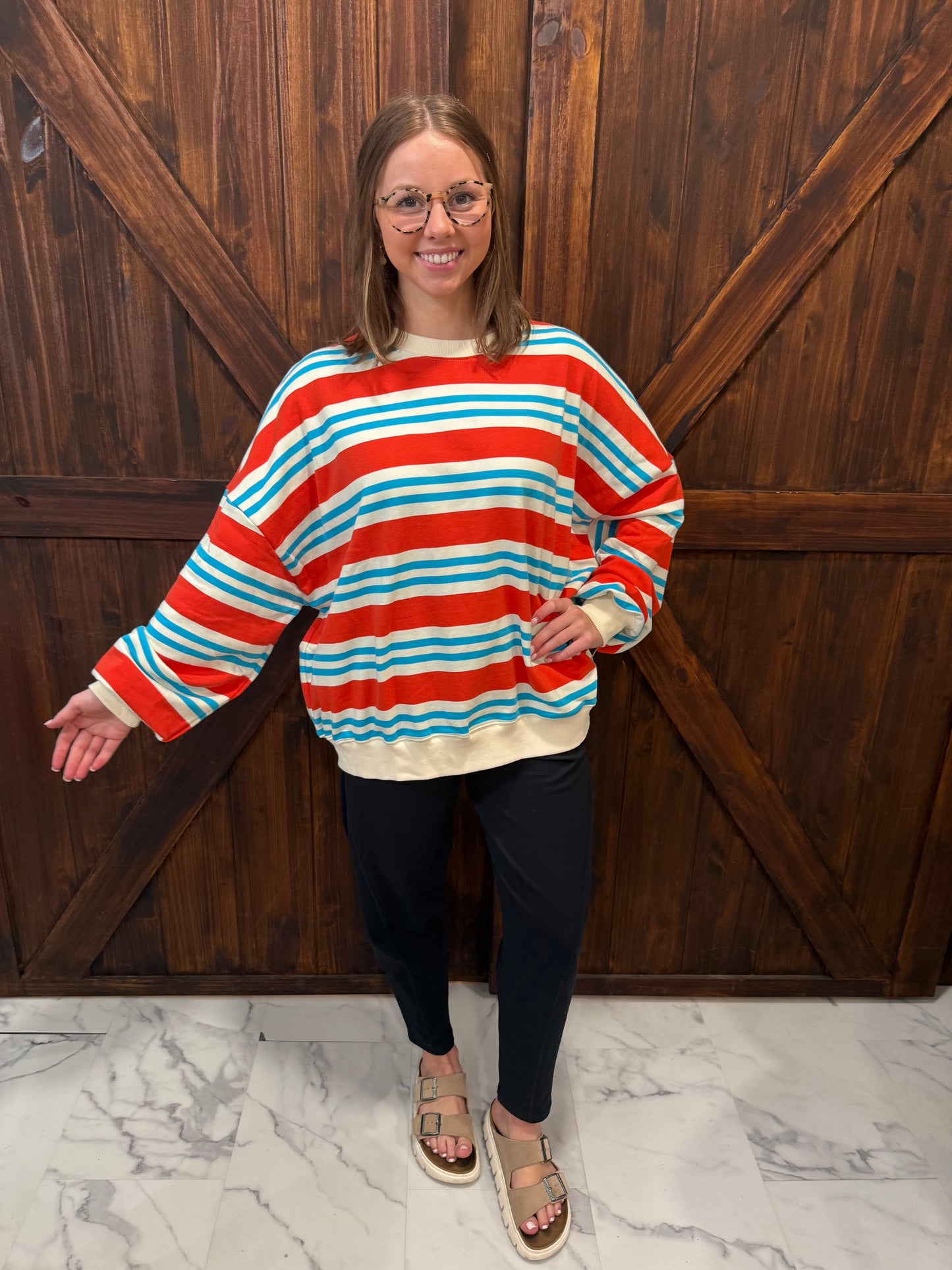 Noel Striped Oversized Sweatshirt