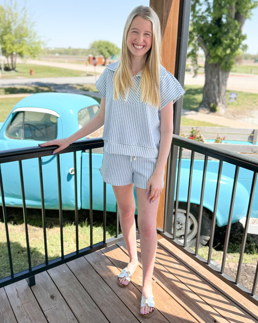 Lou Blue Gingham Shorts