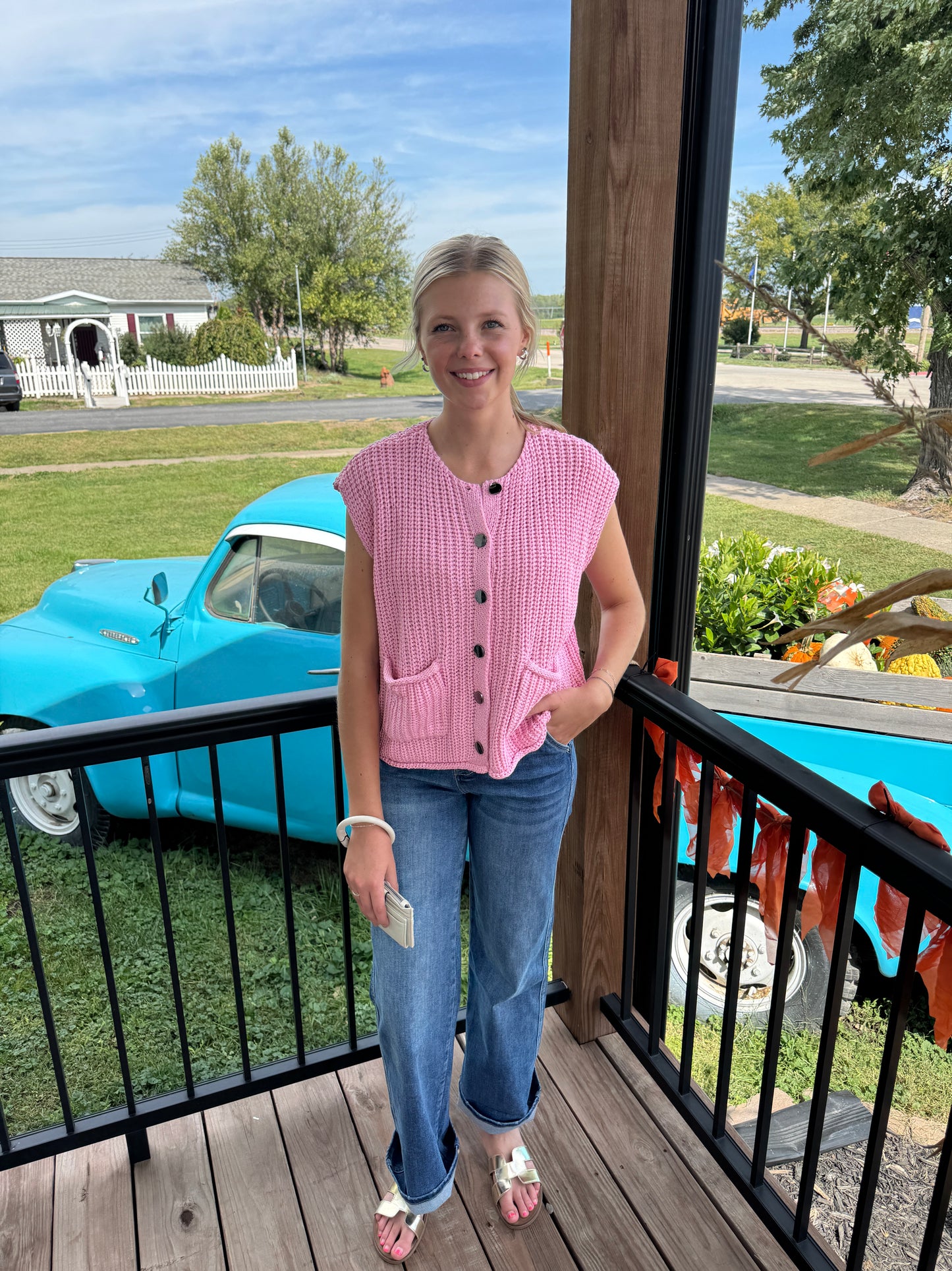 Leah Pink Sweater Tank