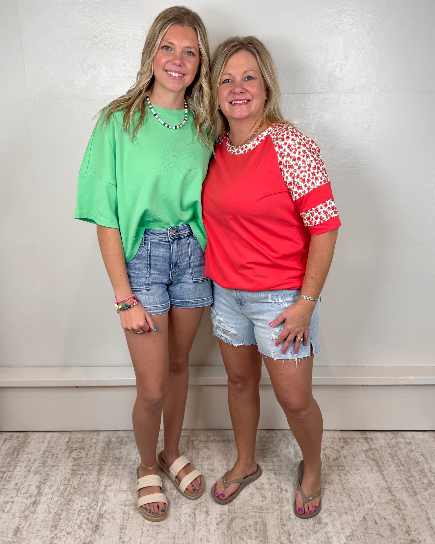 Kendra Green Floral Embroidered Tee