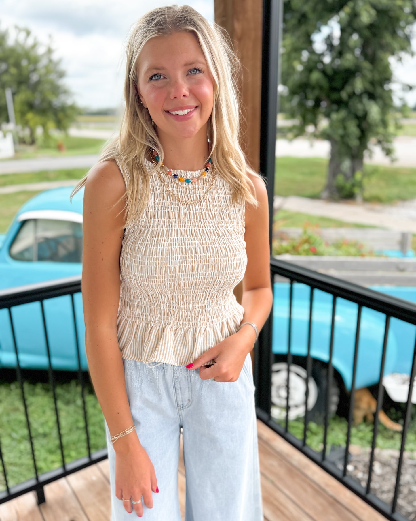 Payton Smocked Striped Tank