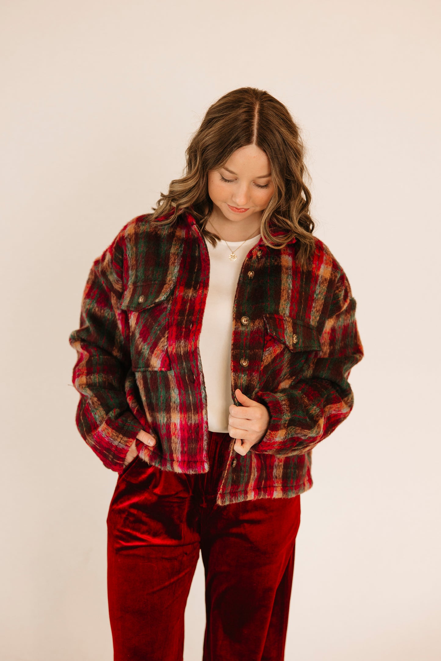 Olivia Burgundy Plaid Shacket