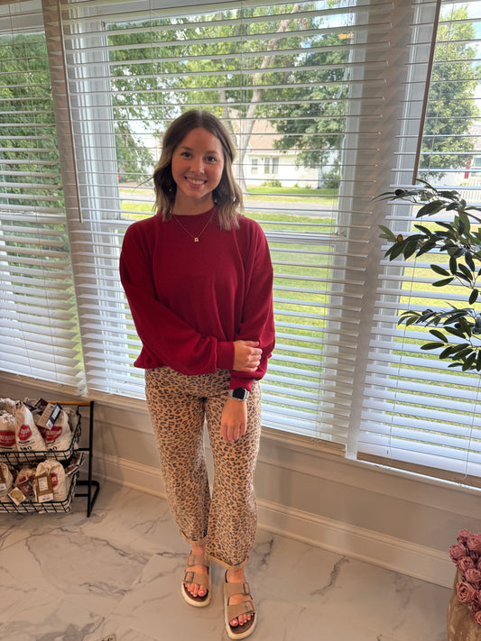 Kennedi Mid Rise Leopard Barrel Jeans
