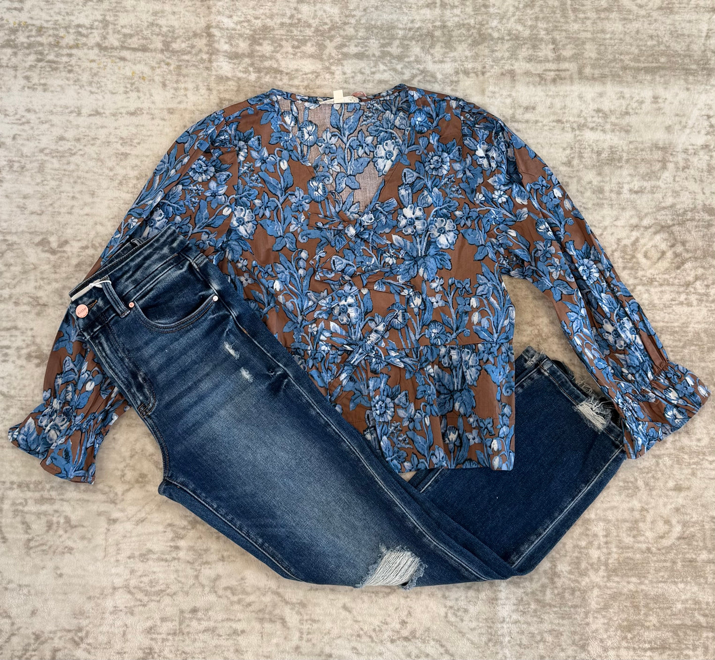 Mable Floral Print Peplum Blouse