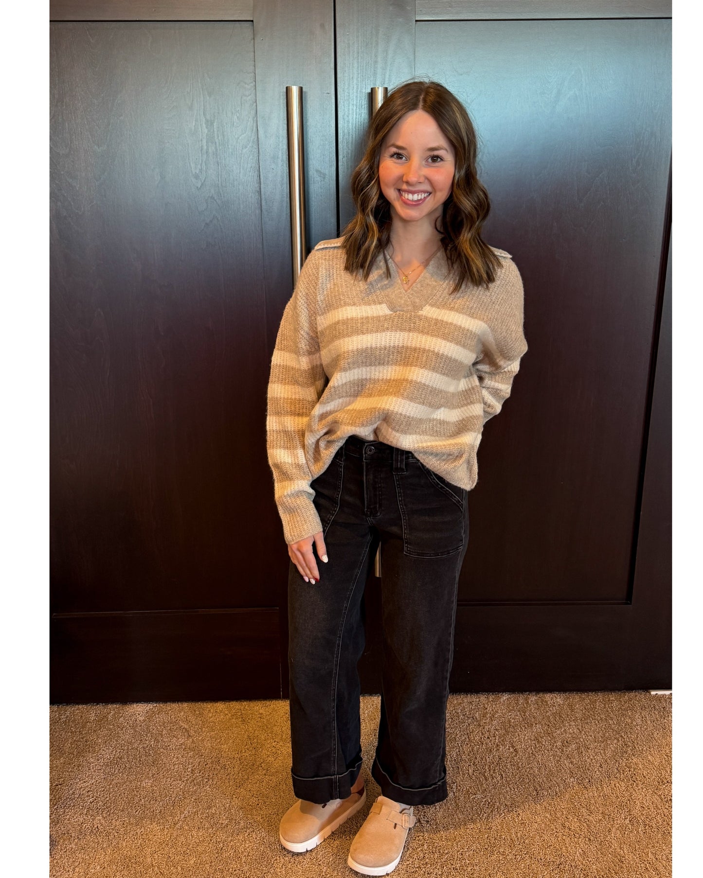 Taylon Striped Sweater With Collar