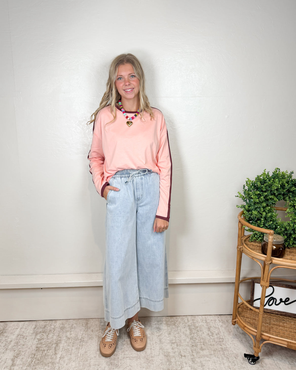 Maizy Contrast Trim Knit Long Sleeve