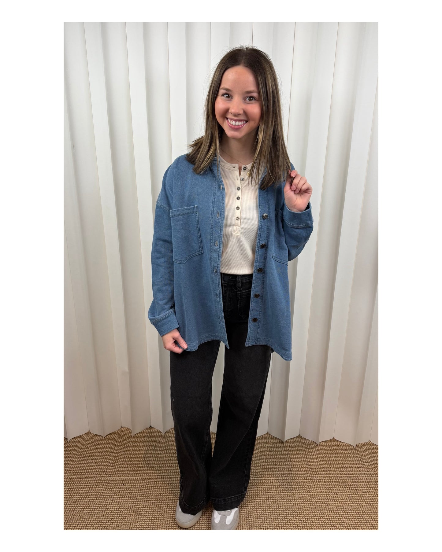 Genevieve Terry Denim Button Down Top