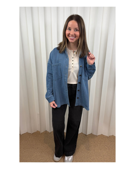 Genevieve Terry Denim Button Down Top