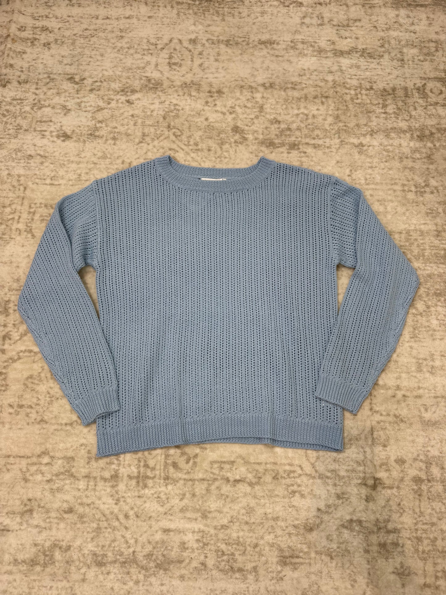 Sasha Chambray Solid Pointelle Sweater