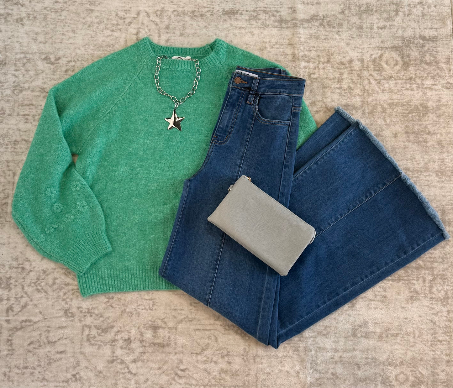Maevly Floral Knit Puff Sleeve Sweater