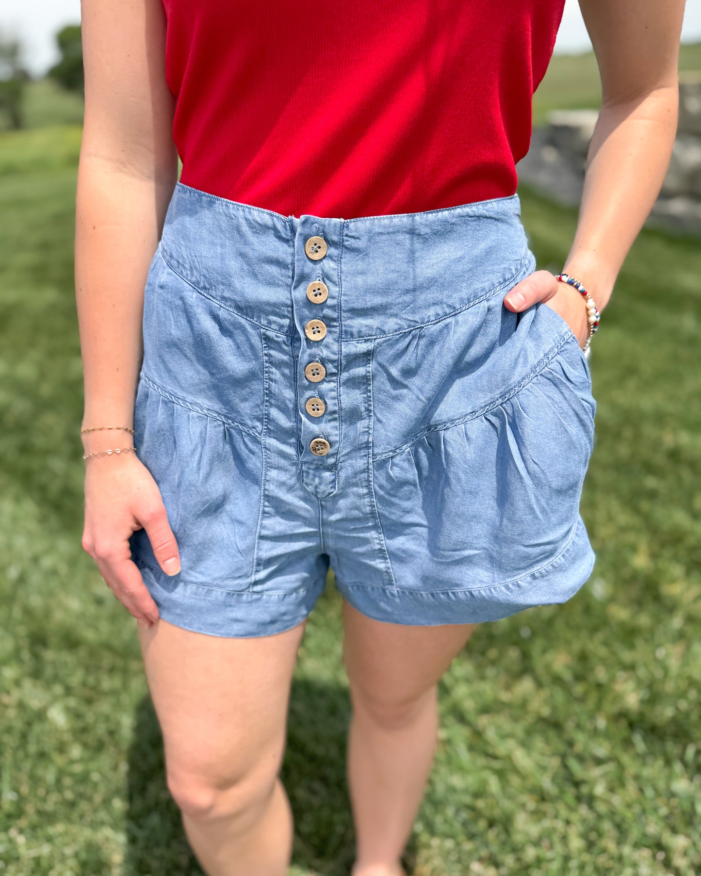 Sage Button Up Denim Short