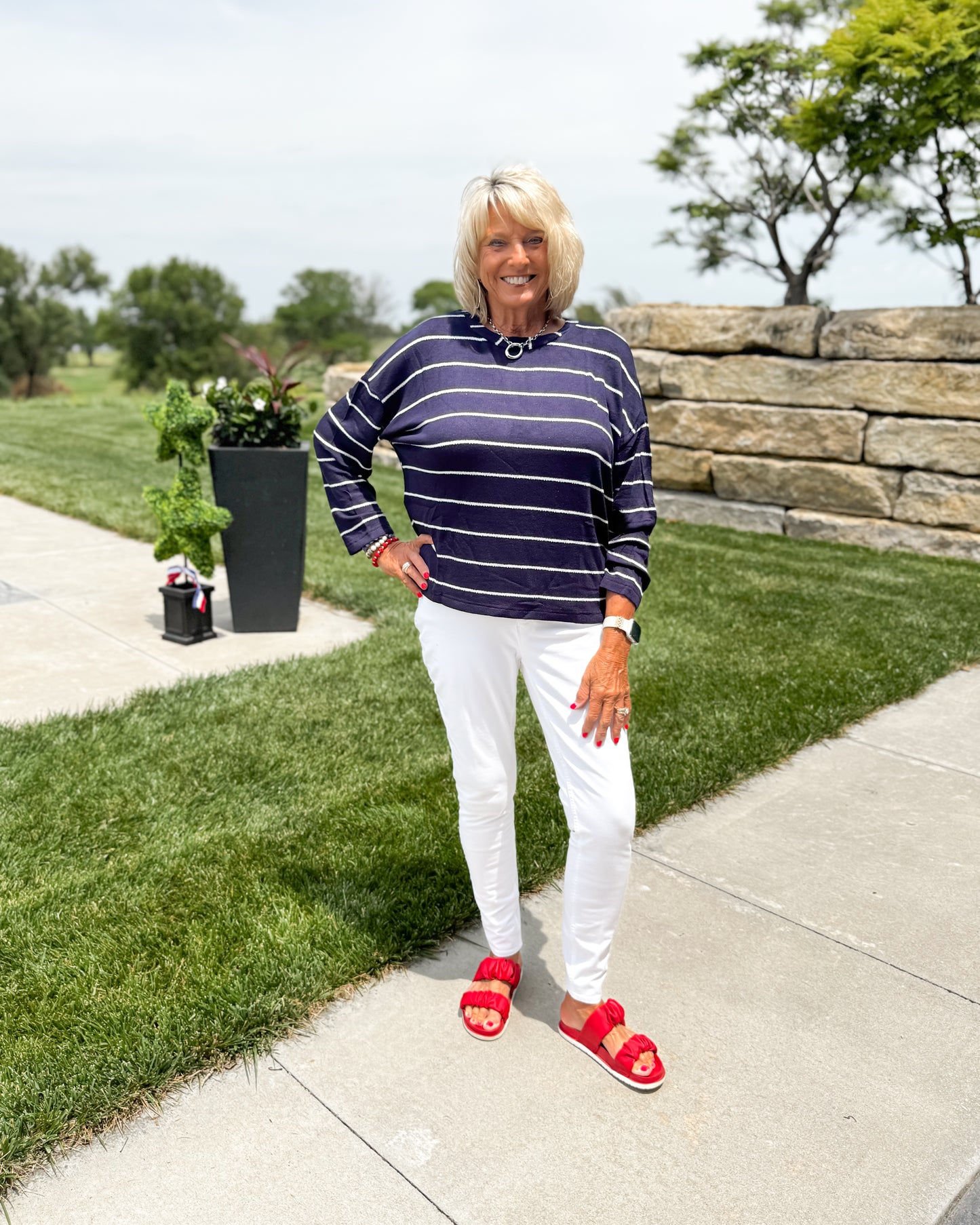 Rory Navy Stripe Long Sleeve