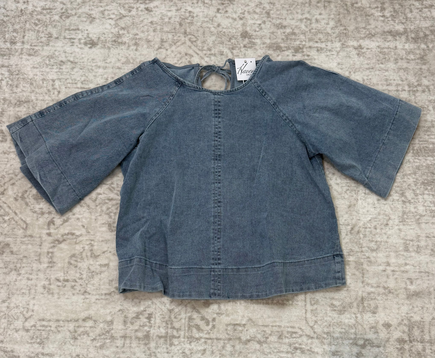 Ella Stretch Denim Tie Back Blouse