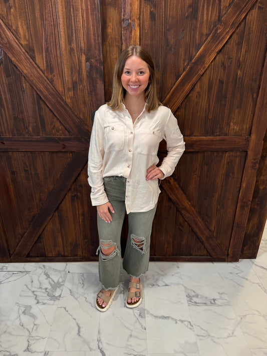 Amber Ivory Soft Button Up