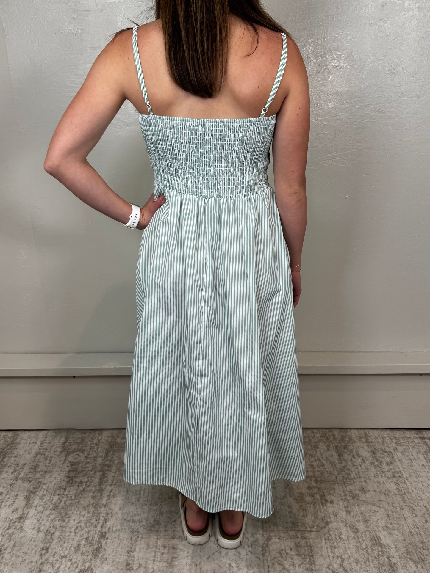 Anna Striped Midi Dress