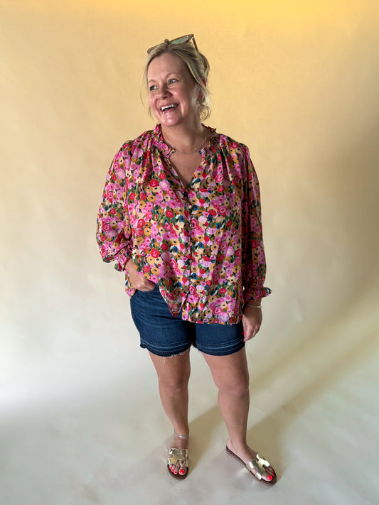 Norah Floral Button Top