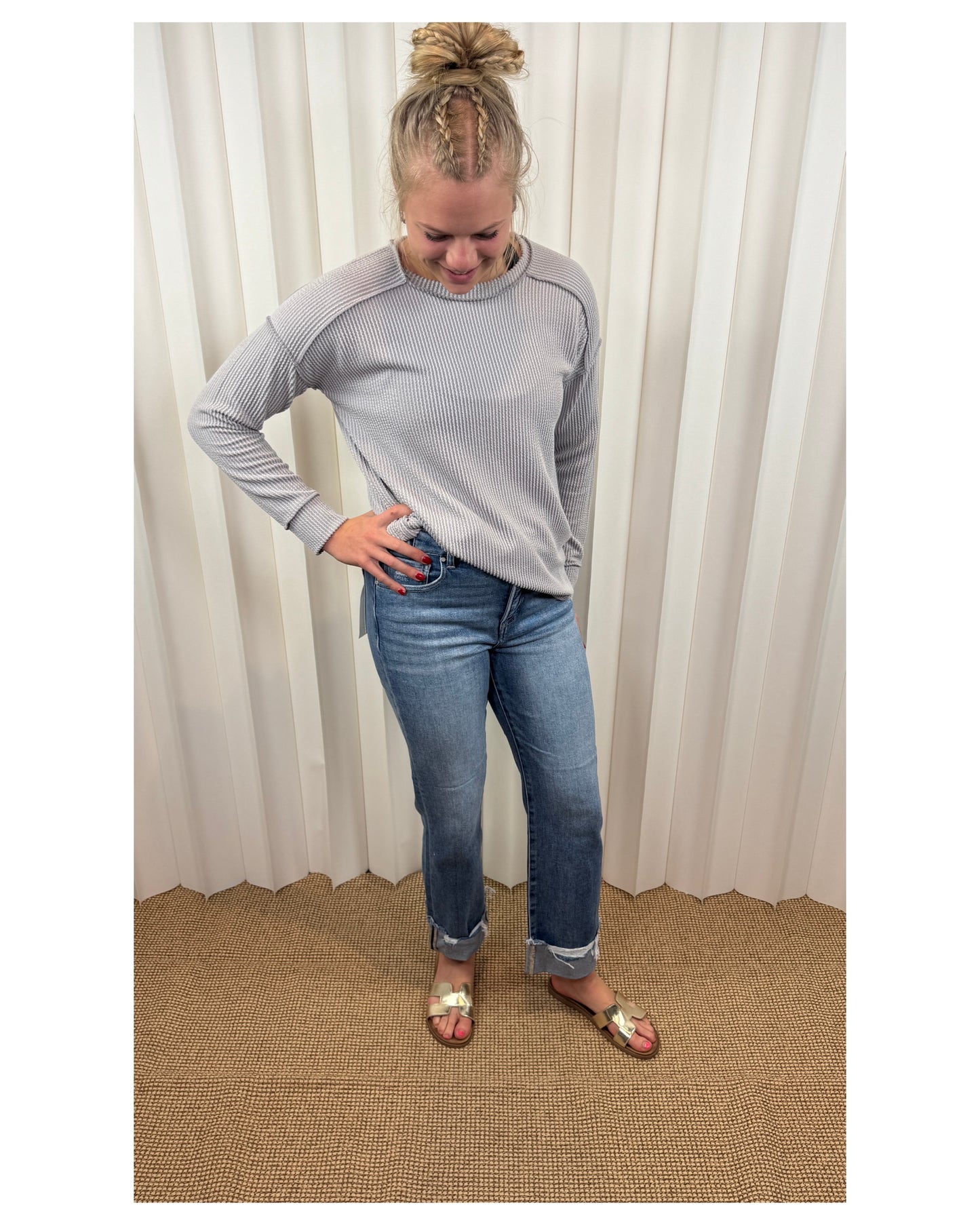 Maeve Ribbed Long Sleeve Top