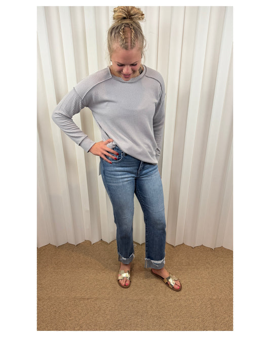 Maeve Ribbed Long Sleeve Top